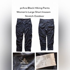 prAna Black Hiking Pants Women’s Large Short Inseam Stretch Outdoor